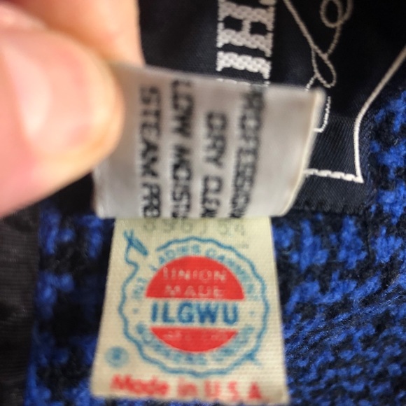 Vintage 1960s Rothschild Wool Women's Coat royal blue/black checkered USA made - Picture 10 of 14